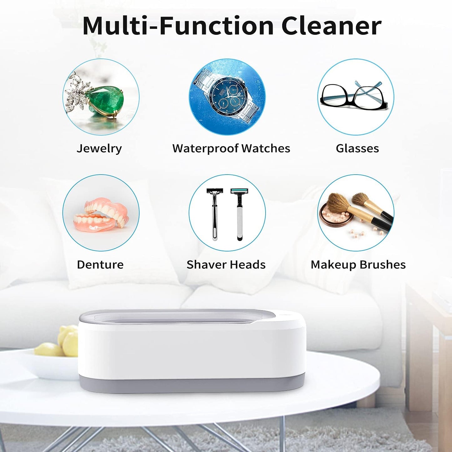Ultrasonic Jewelry Cleaner, Jewelry Cleaner Machine with 12OZ, Professional Sonic Cleaner with One-Touch Operation, Ultrasonic Cleaner for Rings, Glasses, Jewelry, Dentures